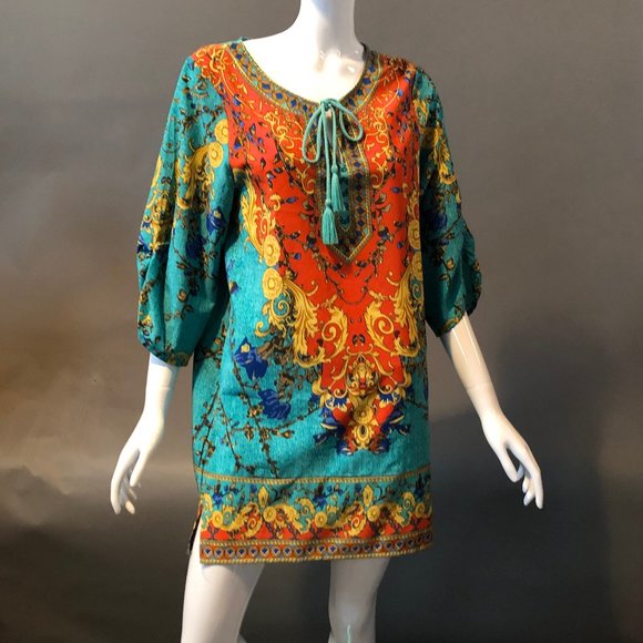 Scarf Pattern Tunic Dress - Picture 1 of 5